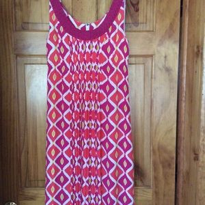 Tory Burch size 6 lined dress pink white yellow